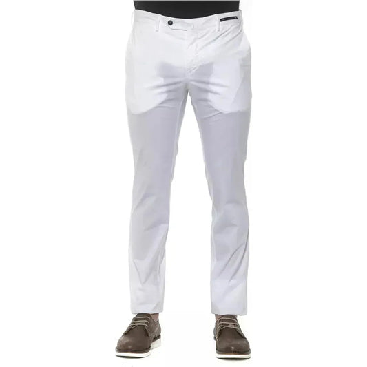 PT Torino White Cotton Men Slim Trouser PT Torino