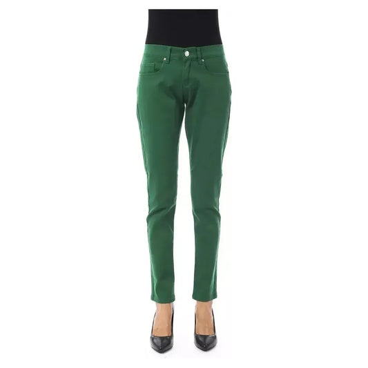 BYBLOS Green Cotton Women Slim Pant BYBLOS