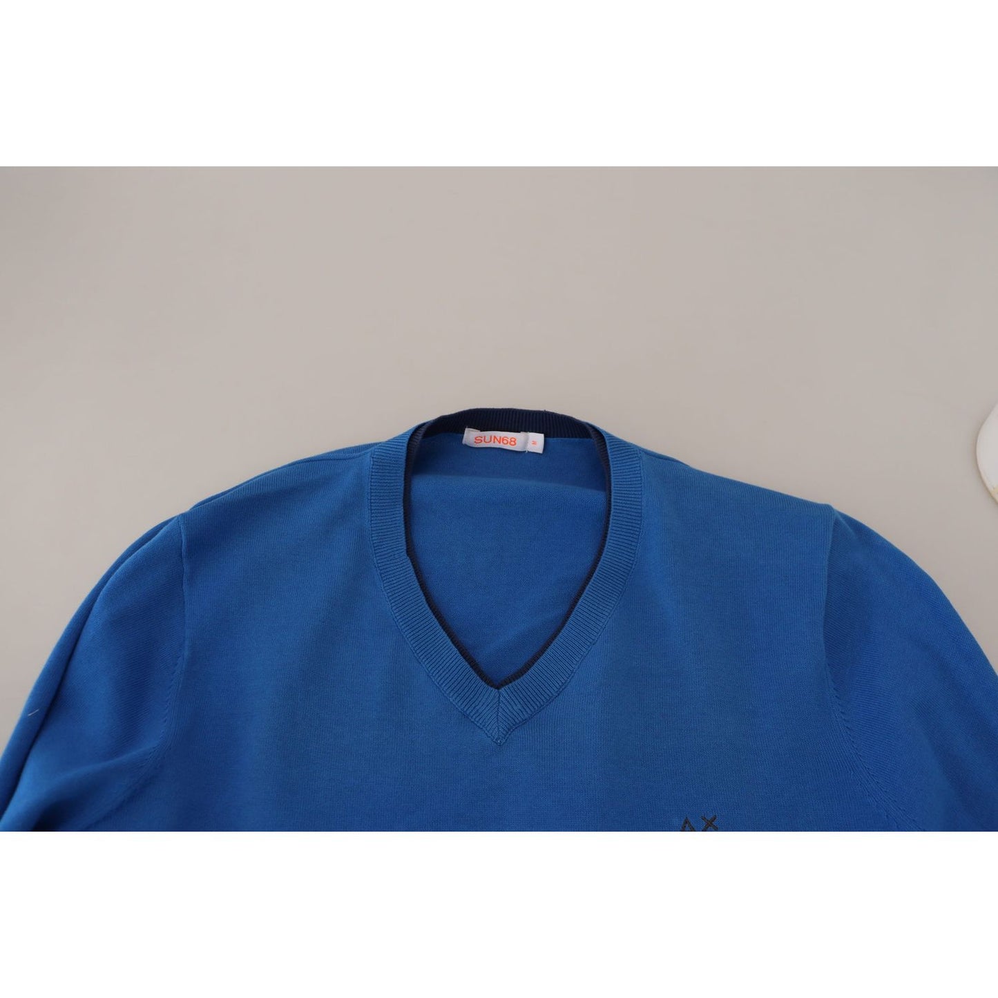 Sun68 Chic Blue Cotton Pullover Sweater Sun68