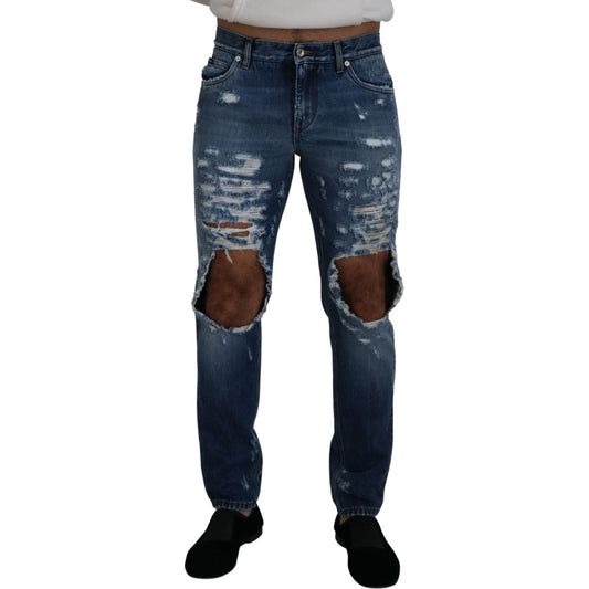 Dolce & Gabbana Chic Tattered Denim Pants for the Modern Man Dolce & Gabbana