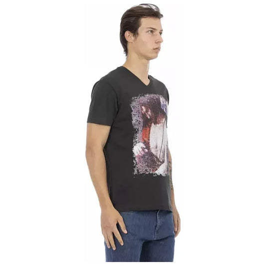 Trussardi Action Black Cotton Men T-Shirt Trussardi Action