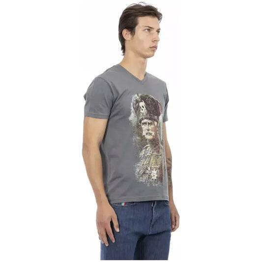 Trussardi Action Gray Cotton Mens TShirt Trussardi Action