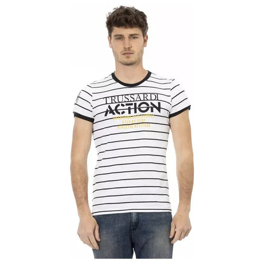 Trussardi Action White Cotton Men TShirt Trussardi Action