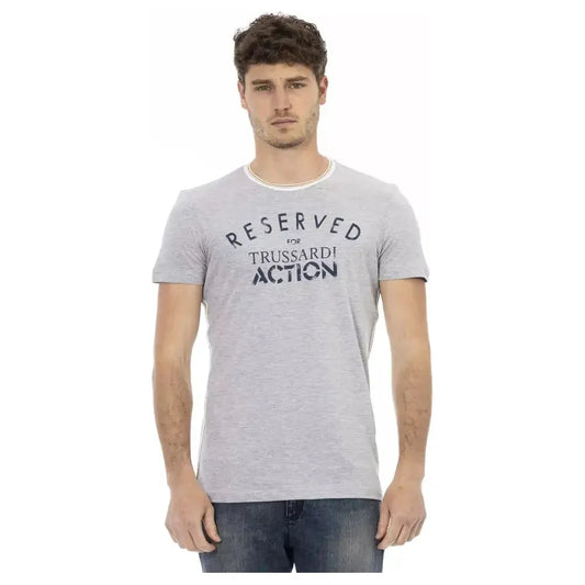 Trussardi Action Gray Cotton Men T-Shirt Trussardi Action