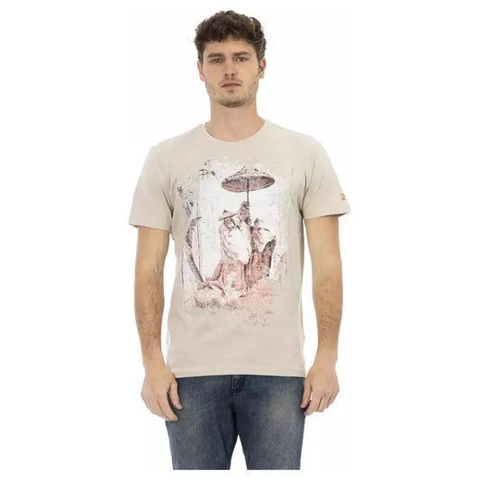 Trussardi Action Beige Cotton Men T-Shirt Trussardi Action