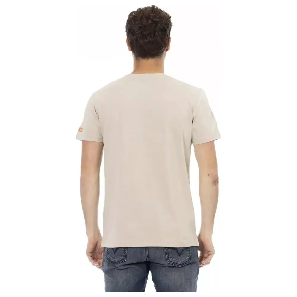 Trussardi Action Beige Cotton Men T-Shirt Trussardi Action