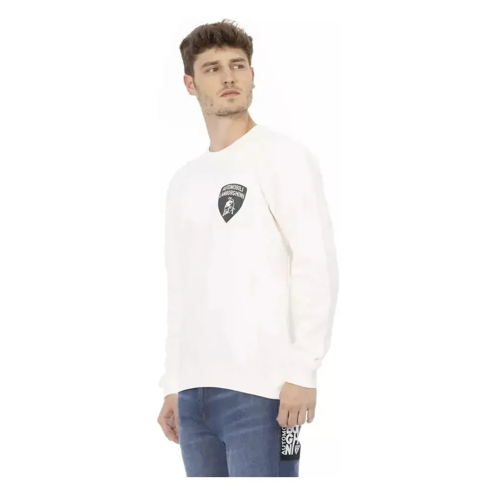 Automobili Lamborghini White Cotton Men Sweater Automobili Lamborghini