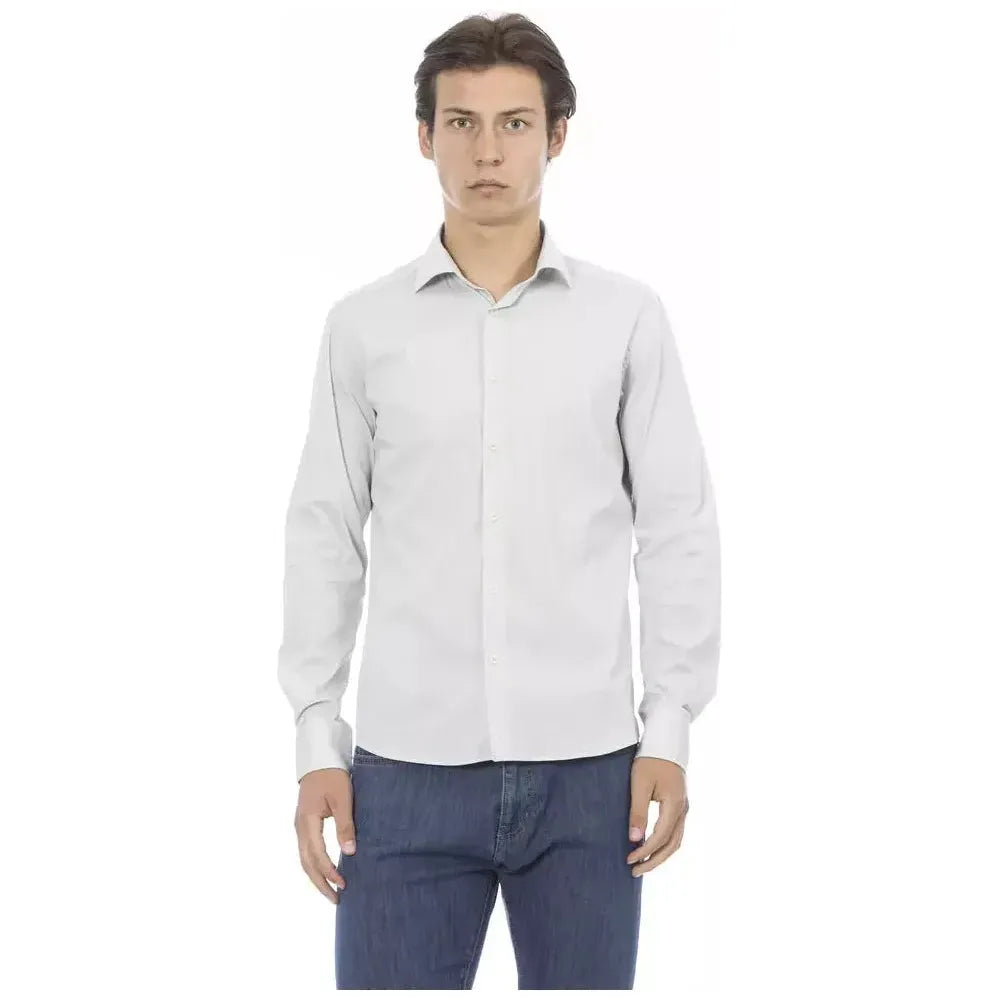 Baldinini Trend Gray Cotton Men Shirt Baldinini Trend