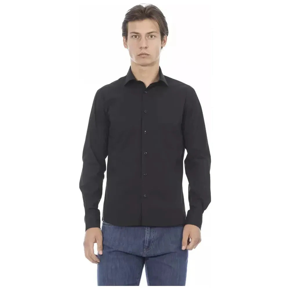 Baldinini Trend Black Cotton Men's Shirt Baldinini Trend