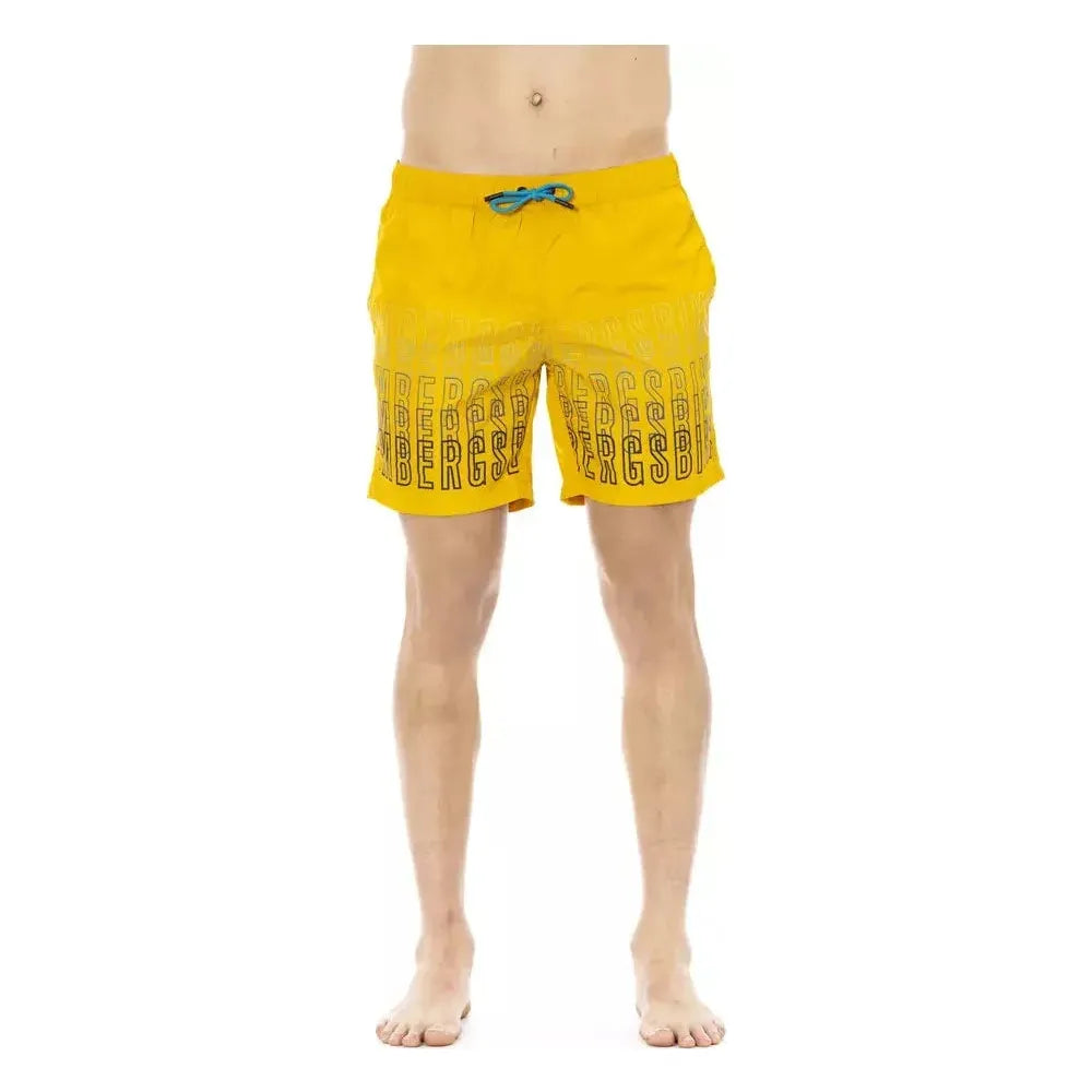 Bikkembergs Yellow Polyester Men Swim Shorts Bikkembergs