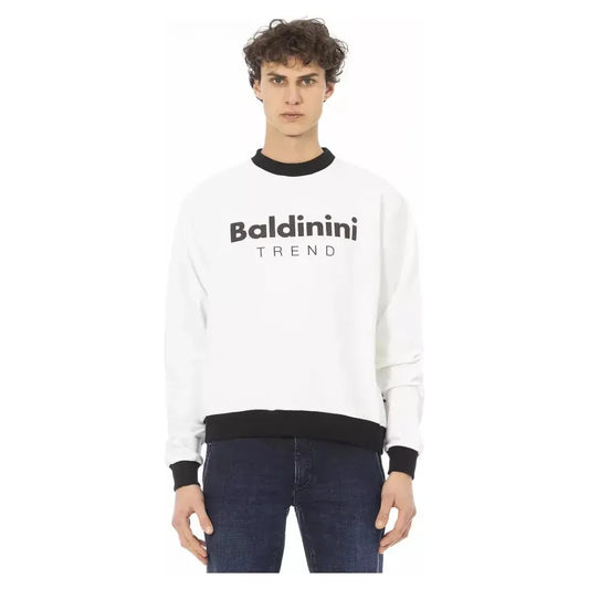 Baldinini Trend White Cotton Men Sweater Baldinini Trend