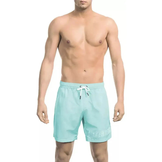 Bikkembergs Light Blue Polyester Men Swim Short