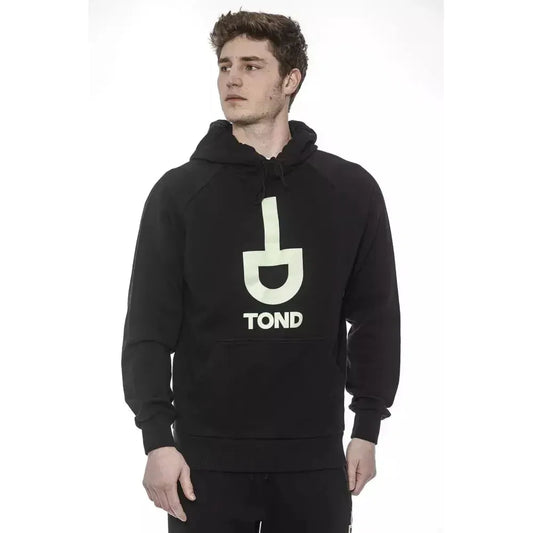 Tond Black Cotton Men Sweater with Hood Tond