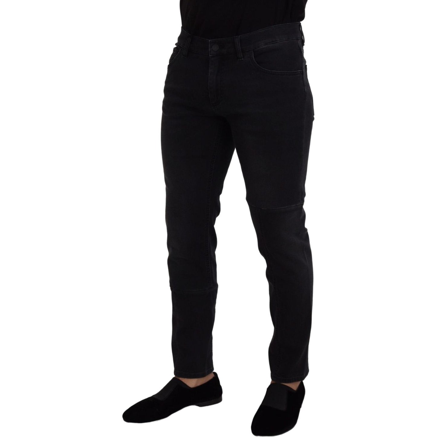 Dolce & Gabbana Sleek Black Cotton Blend Denim Pants Dolce & Gabbana