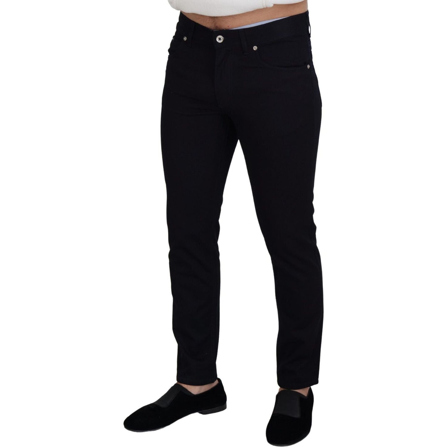 Dolce & Gabbana Elegant Black Silk Blend Denim Pants Dolce & Gabbana