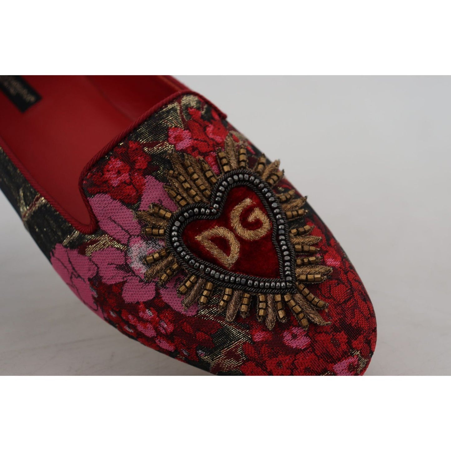 Dolce & Gabbana Multicolor Leather and Fabric Flats with Sacred Heart Patch Dolce & Gabbana