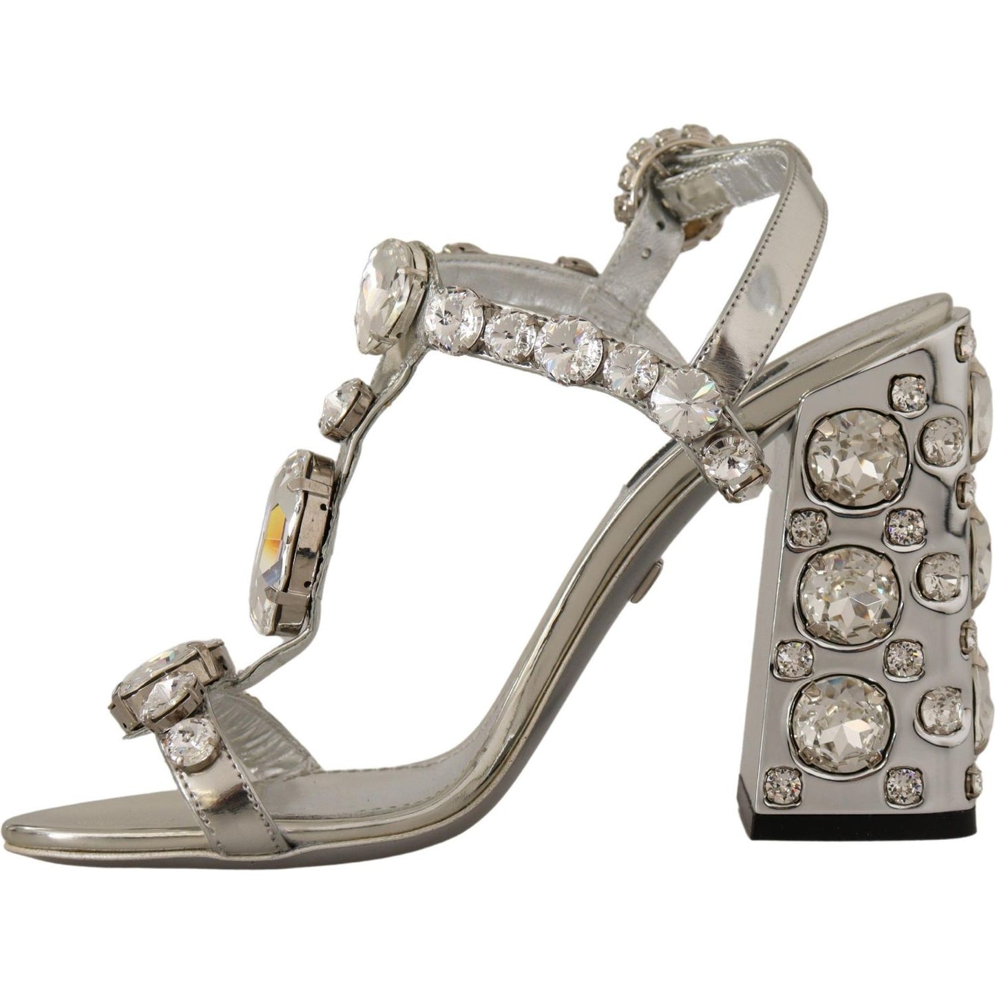 Dolce & Gabbana Crystal-Embellished Silver Leather Pumps Dolce & Gabbana