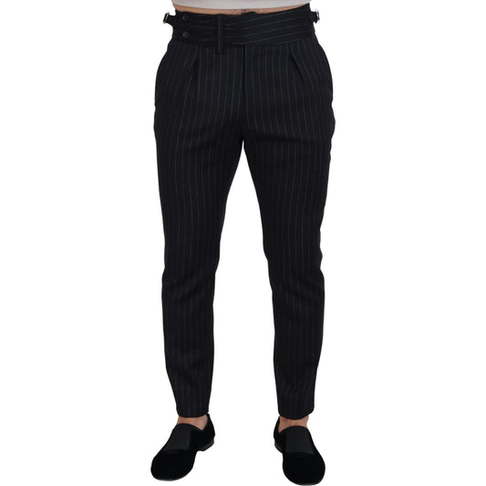 Dolce & Gabbana Elegant Black Striped Wool Blend Trousers Dolce & Gabbana