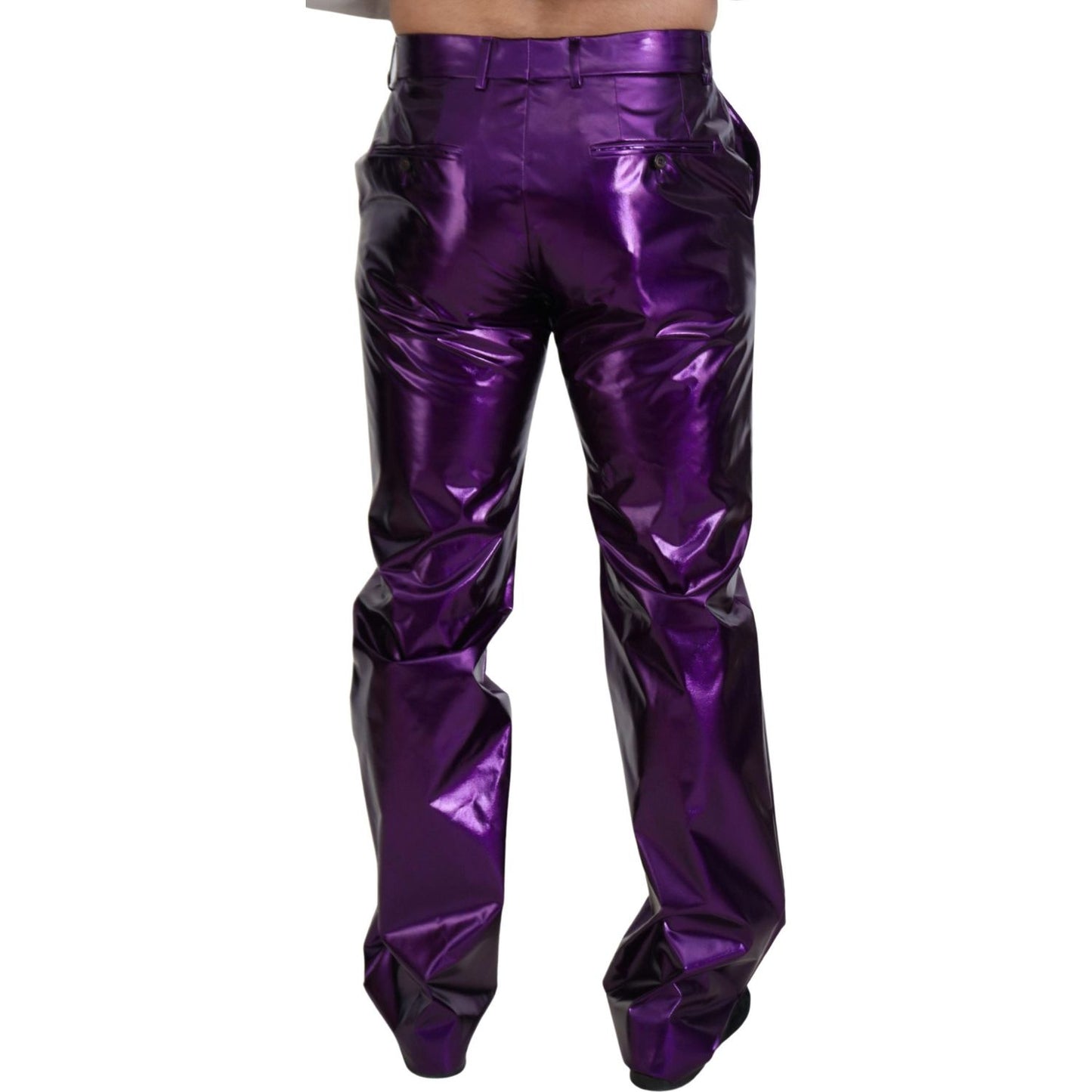 Dolce & Gabbana Elegant Shining Purple Straight Fit Pants Dolce & Gabbana