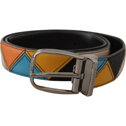 Dolce & Gabbana Elegant Multicolor Leather Belt with Silver Buckle Dolce & Gabbana