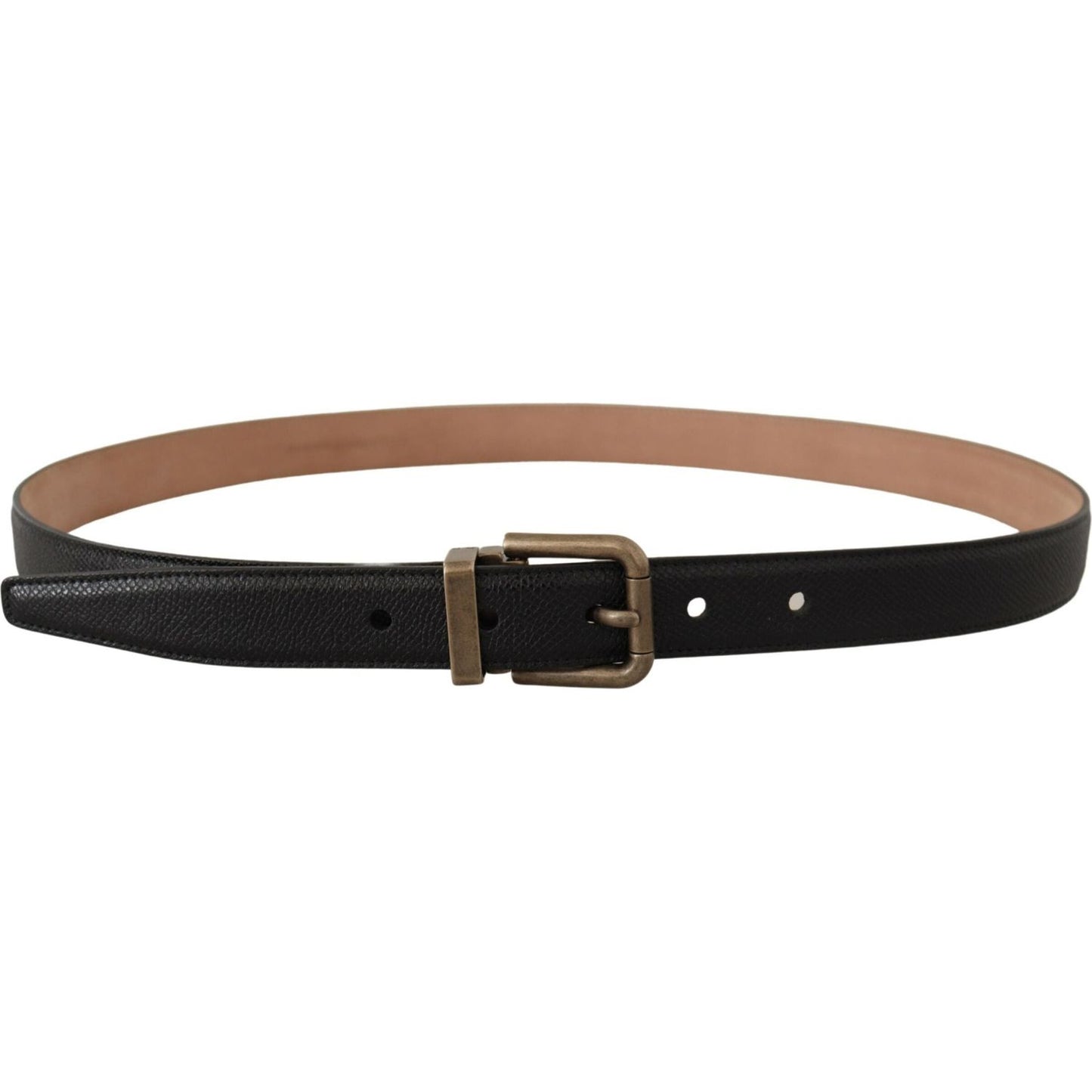 Dolce & Gabbana Elegant Black Leather Belt with Vintage Metal Buckle Dolce & Gabbana