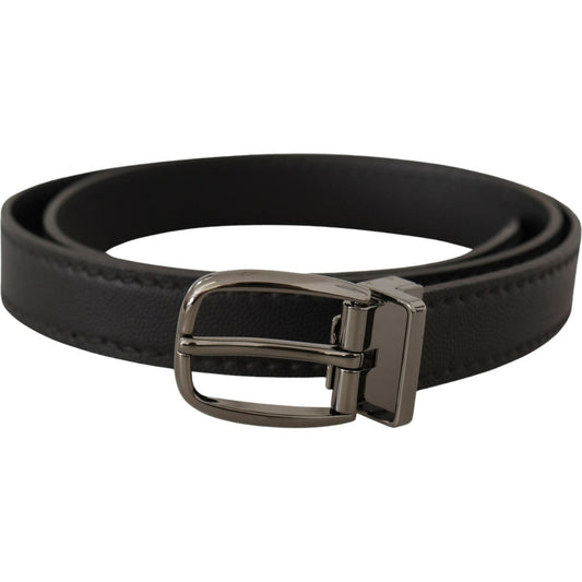 Dolce & Gabbana Elegant Black Leather Belt with Metal Buckle Dolce & Gabbana