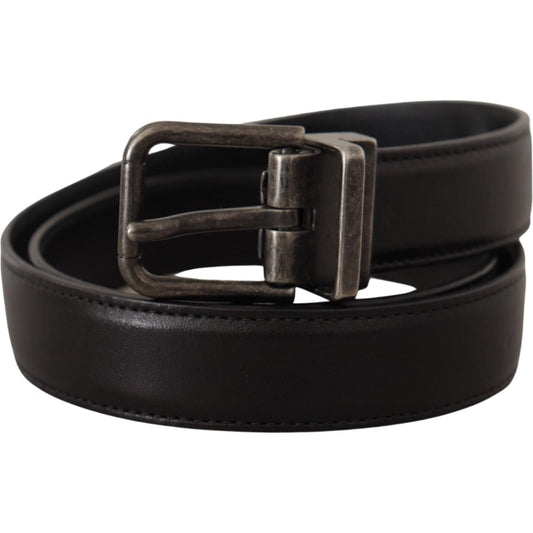 Dolce & Gabbana Elegant Black Leather Belt with Metal Buckle Dolce & Gabbana