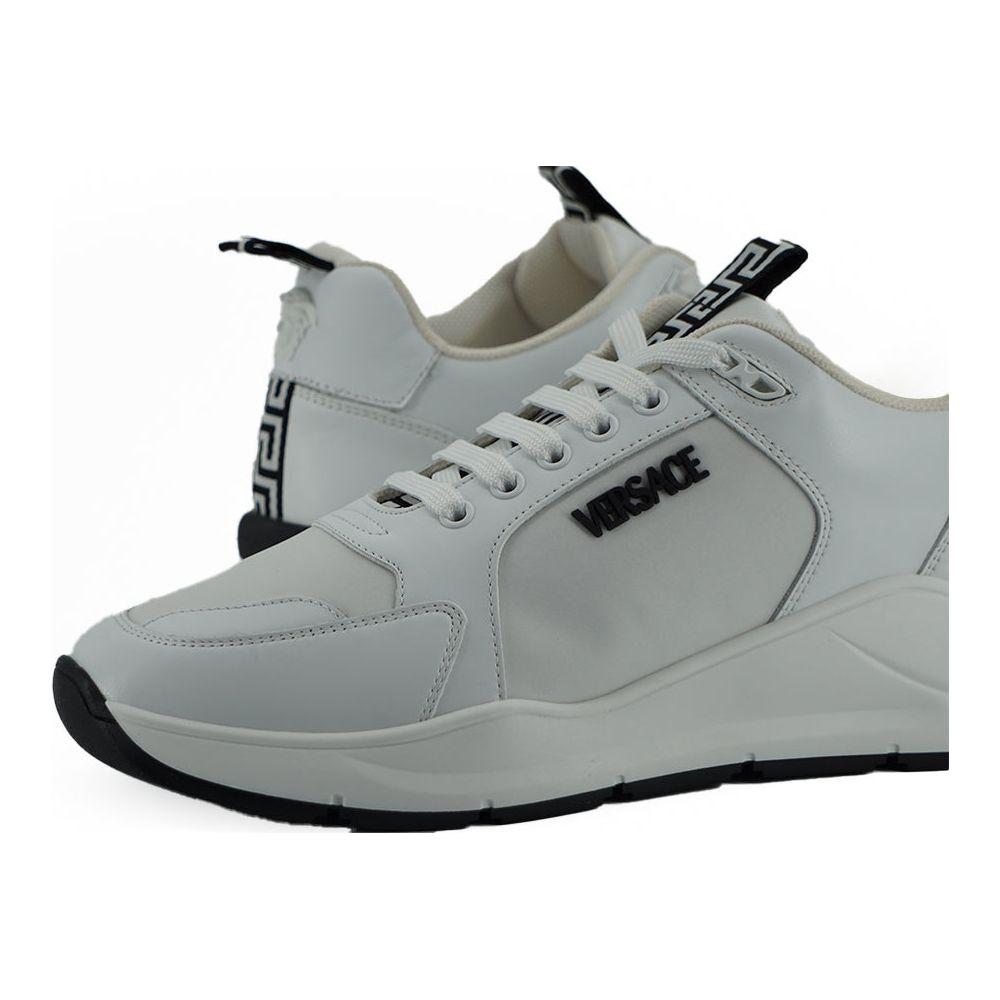 Versace Sleek White Calf Leather Sneakers Versace