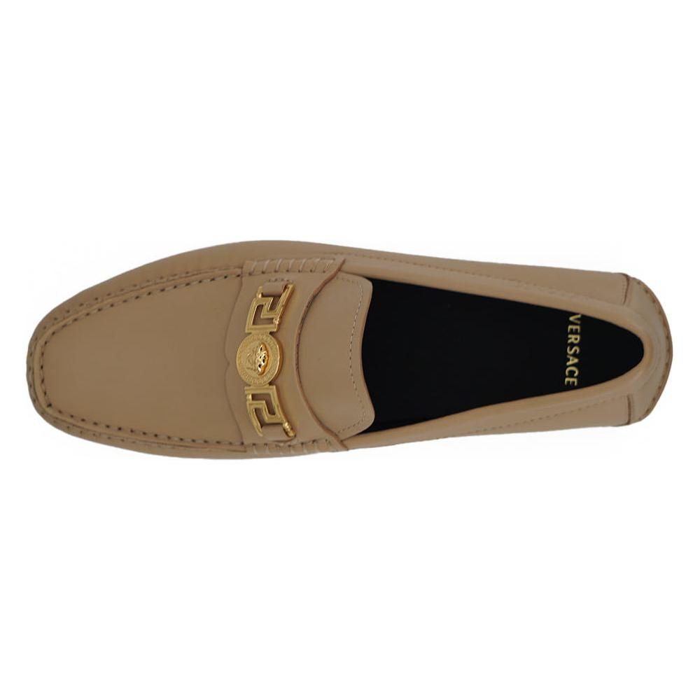 Versace Exquisite Medusa Gold-Tone Leather Loafers Versace