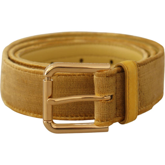 Dolce & Gabbana Elegant Velvet Designer Gold-Buckled Belt Dolce & Gabbana