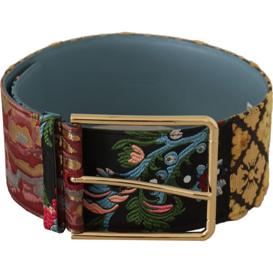 Dolce & Gabbana Multicolor Canvas Leather Statement Belt Dolce & Gabbana