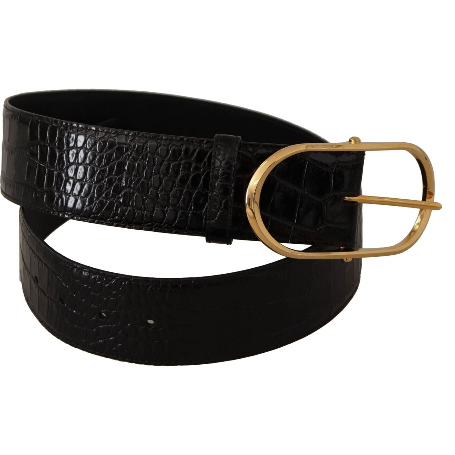 Dolce & Gabbana Chic Black Leather Logo Belt Dolce & Gabbana