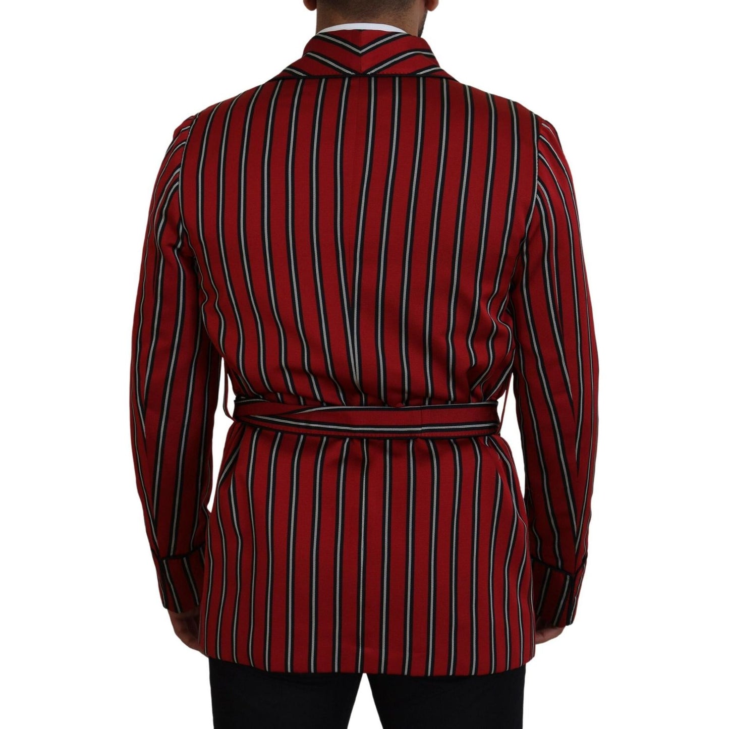 Dolce & Gabbana Elegant Red Striped Long Robe Luxury Wear Dolce & Gabbana