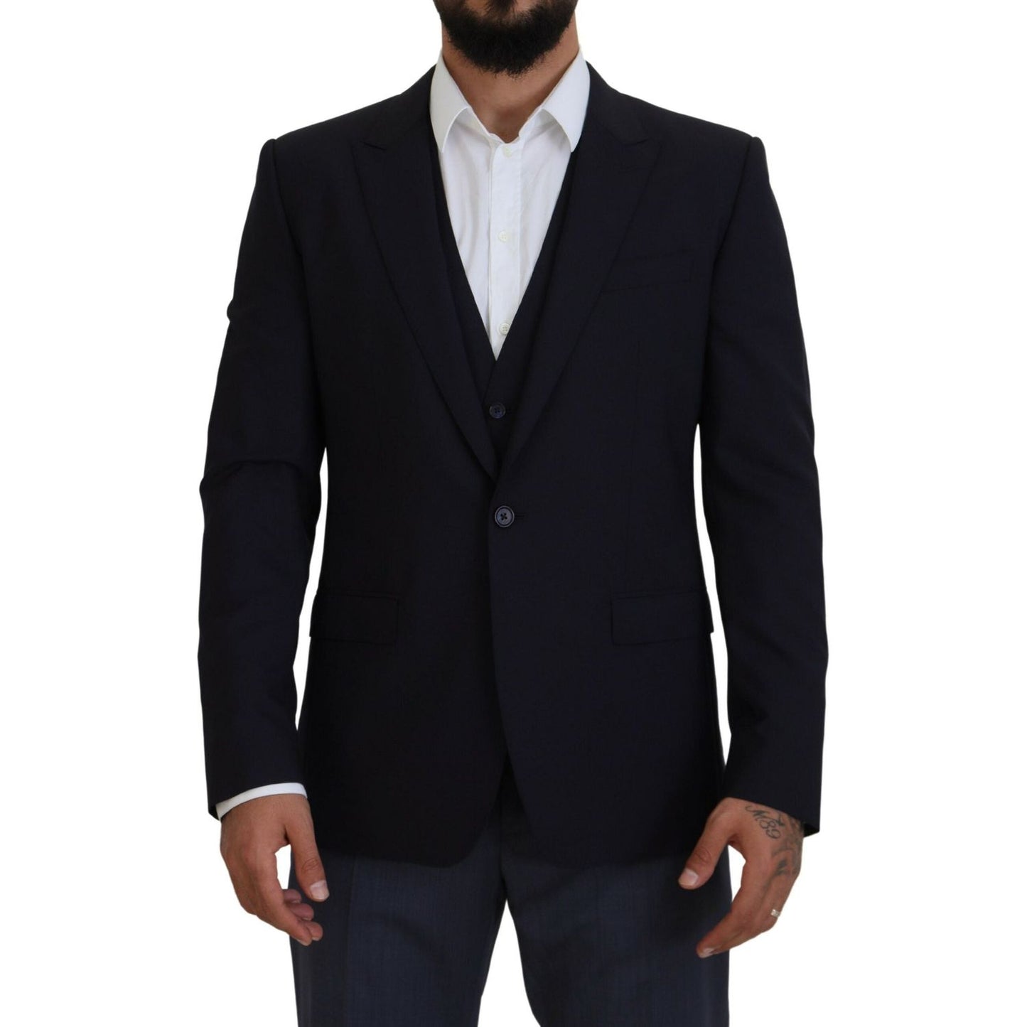 Dolce & Gabbana Elegant Navy Wool Blend Martini Blazer Dolce & Gabbana