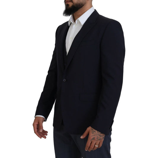 Dolce & Gabbana Elegant Navy Wool Blend Martini Blazer Dolce & Gabbana