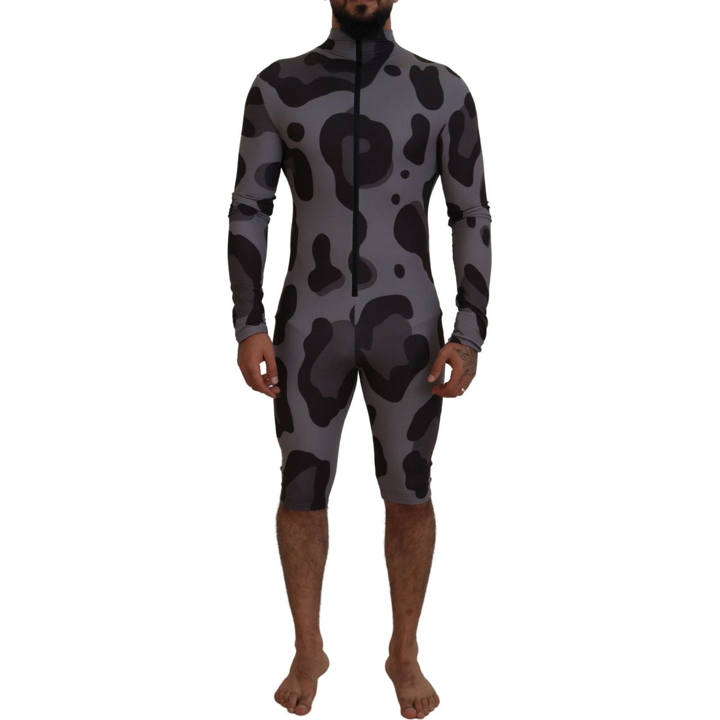 Dolce & Gabbana Elite Gray Patterned Men's Wetsuit Swimwear Dolce & Gabbana