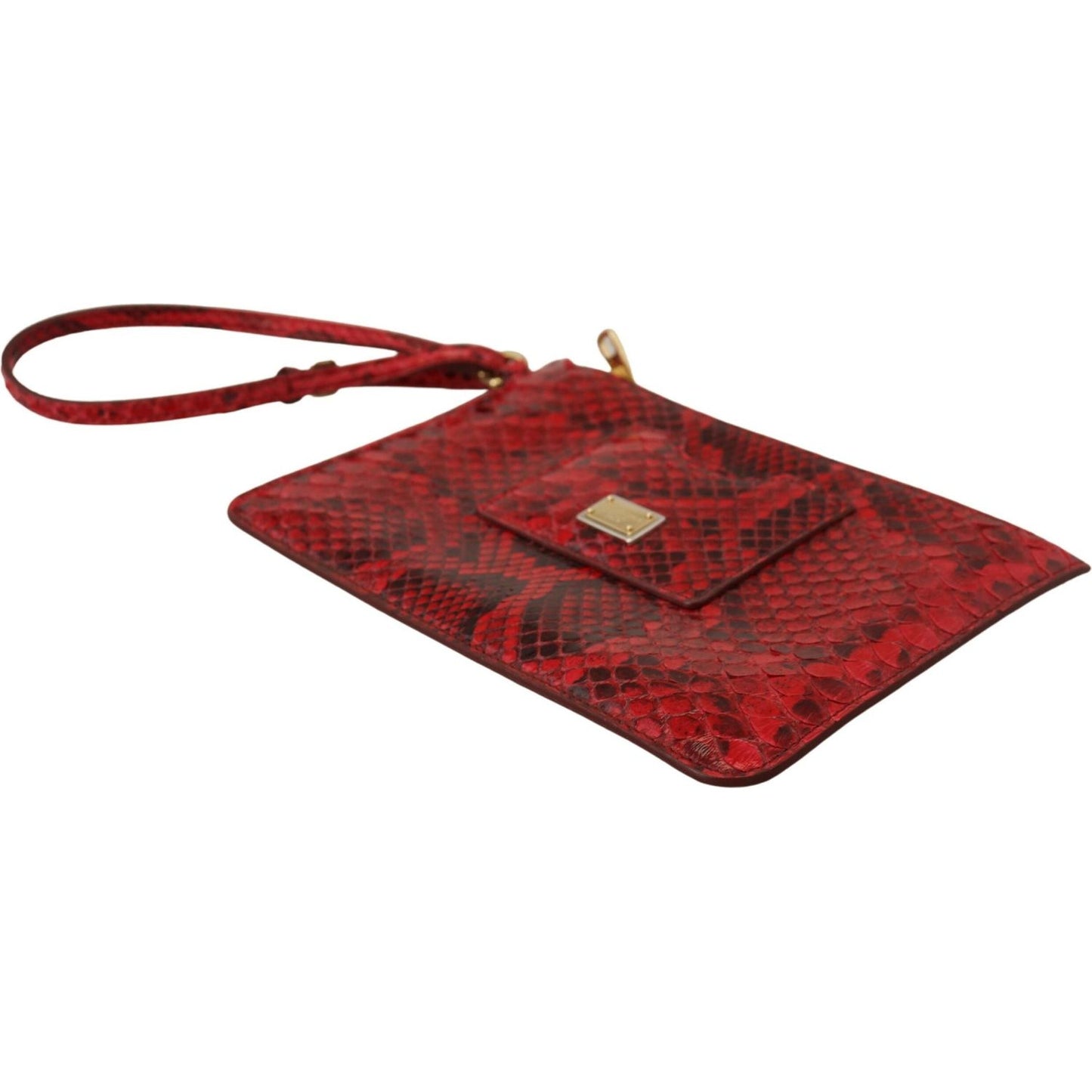 Dolce & Gabbana Elegant Red Leather Ayers Snake Clutch Dolce & Gabbana