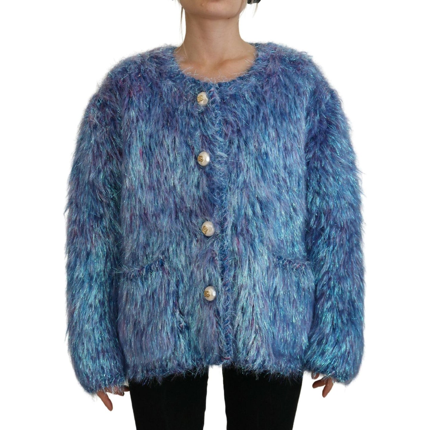 Dolce & Gabbana Multicolor Polyester Fringes Coat Jacket Dolce & Gabbana
