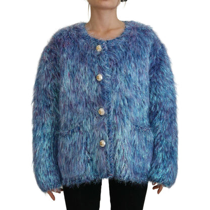 Dolce & Gabbana Multicolor Polyester Fringes Coat Jacket Dolce & Gabbana