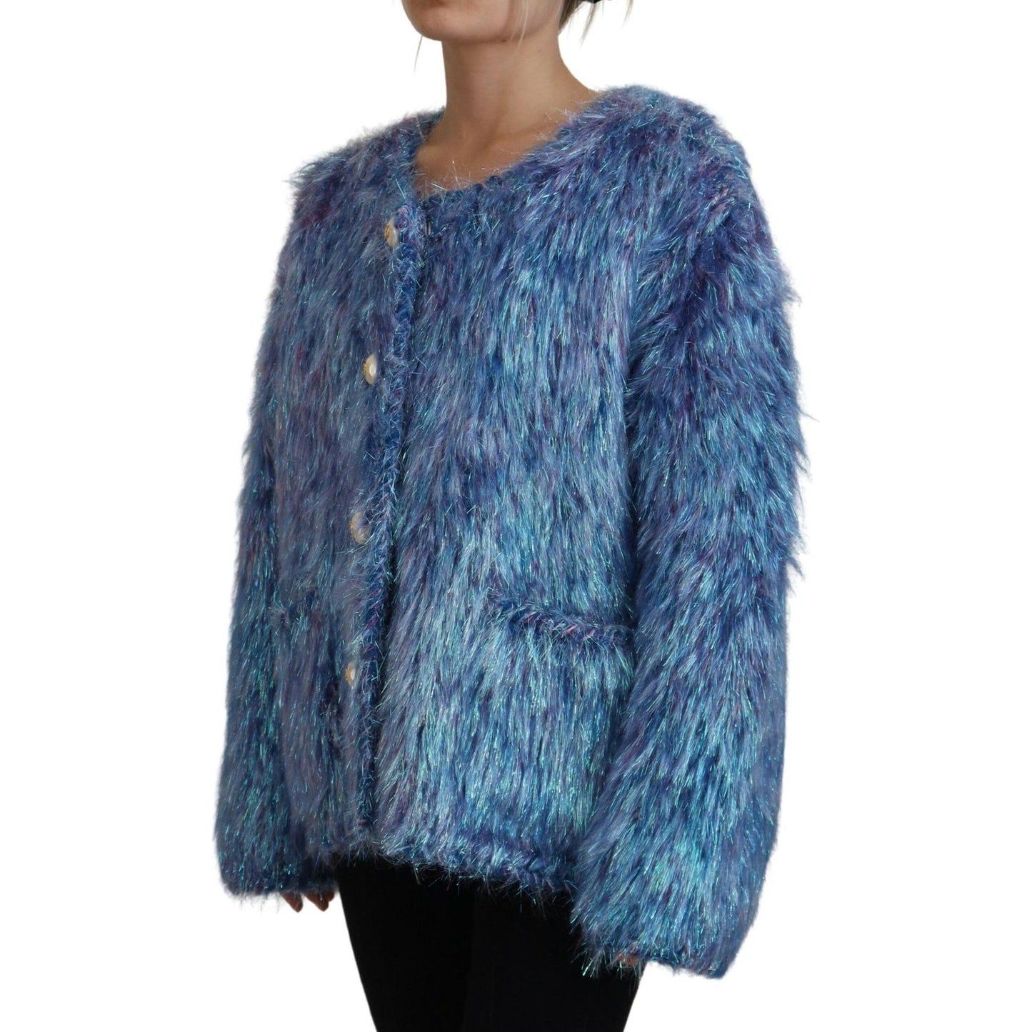 Dolce & Gabbana Multicolor Polyester Fringes Coat Jacket Dolce & Gabbana
