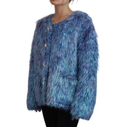 Dolce & Gabbana Multicolor Polyester Fringes Coat Jacket Dolce & Gabbana