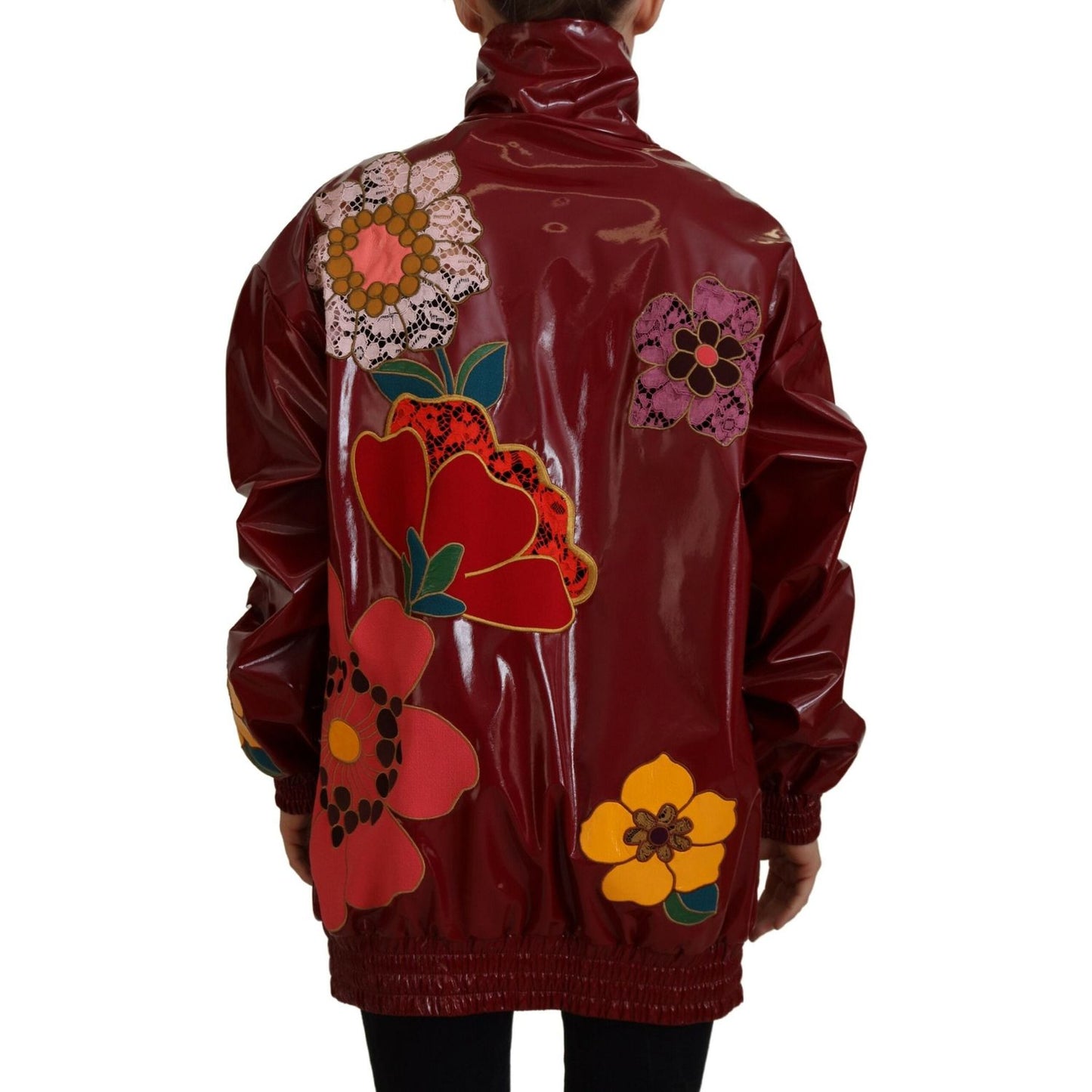 Dolce & Gabbana Maroon Floral Luxe Jacket Dolce & Gabbana