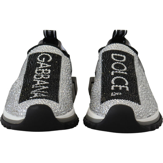 Dolce & Gabbana Sparkling Silver Rhinestone Sneakers Dolce & Gabbana