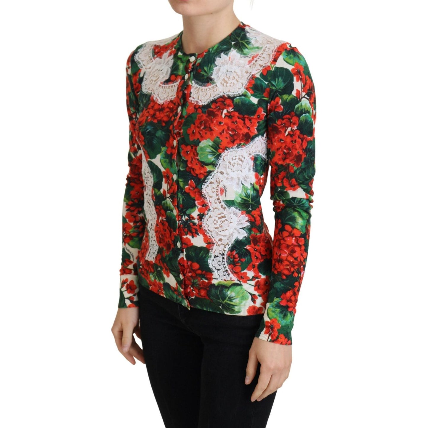 Dolce & Gabbana Elegant Floral Crewneck Cardigan Dolce & Gabbana