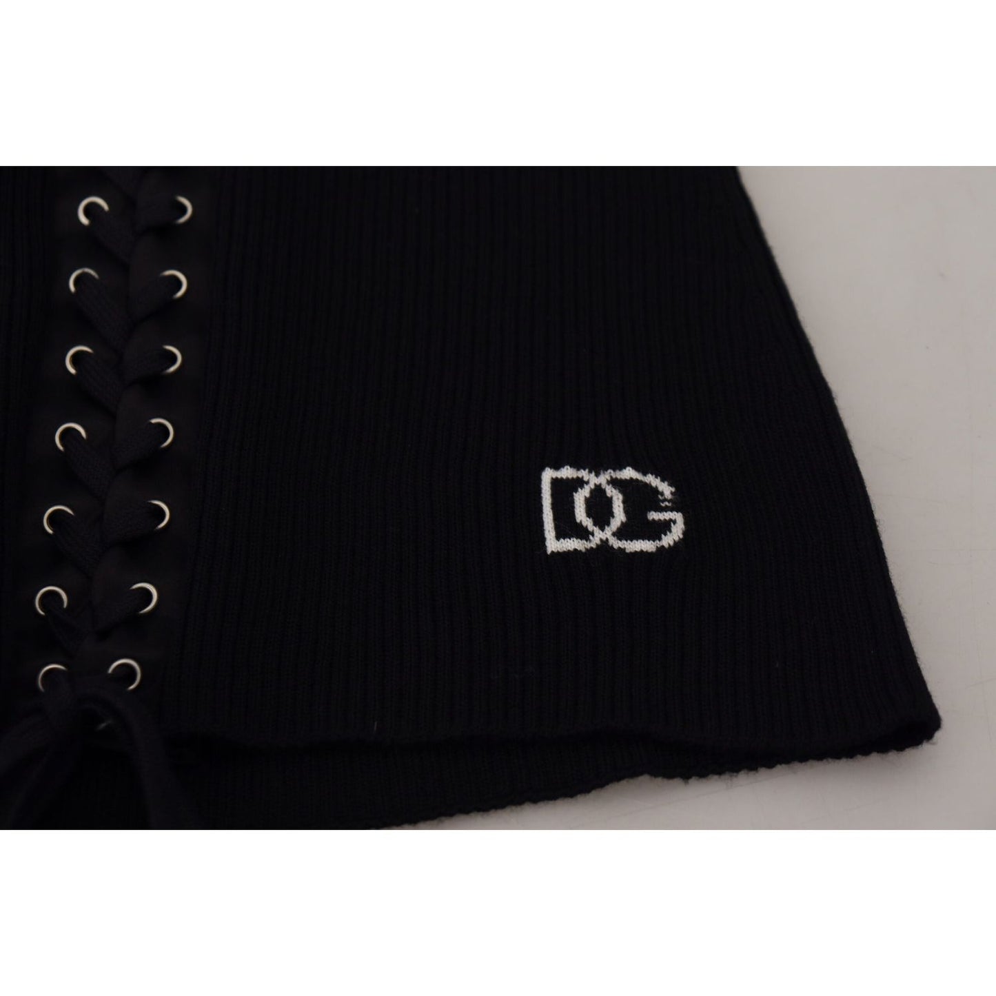 Dolce & Gabbana Elegant Black Tie-Up Slim Fit Sweater Dolce & Gabbana