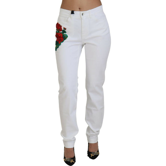 Dolce & Gabbana Elegant White Mid Waist Skinny Jeans Dolce & Gabbana