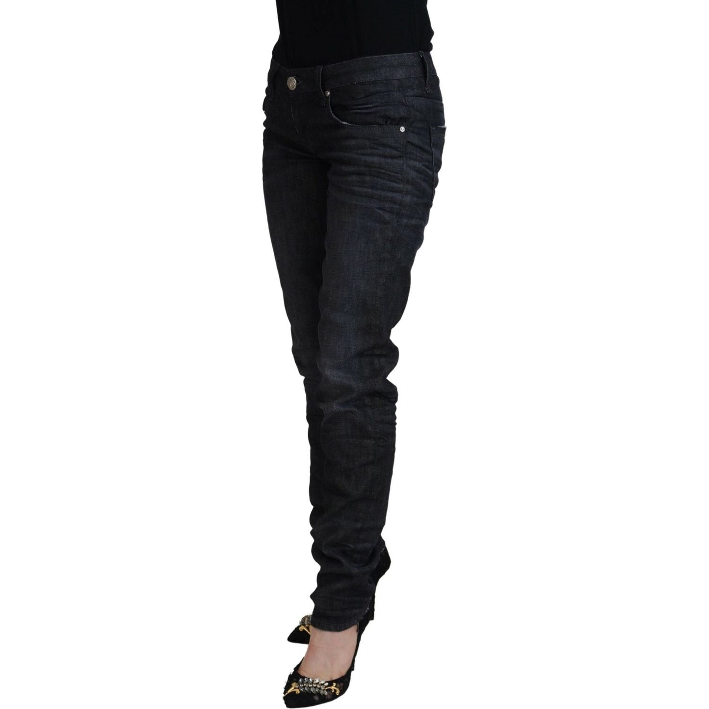 Acht Chic Black Low Waist Straight Jeans Acht