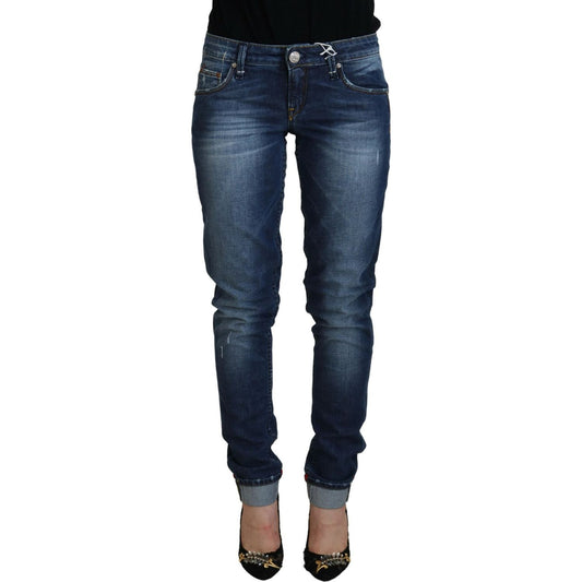 Acht Elegant Blue Washed Low Waist Skinny Jeans Acht