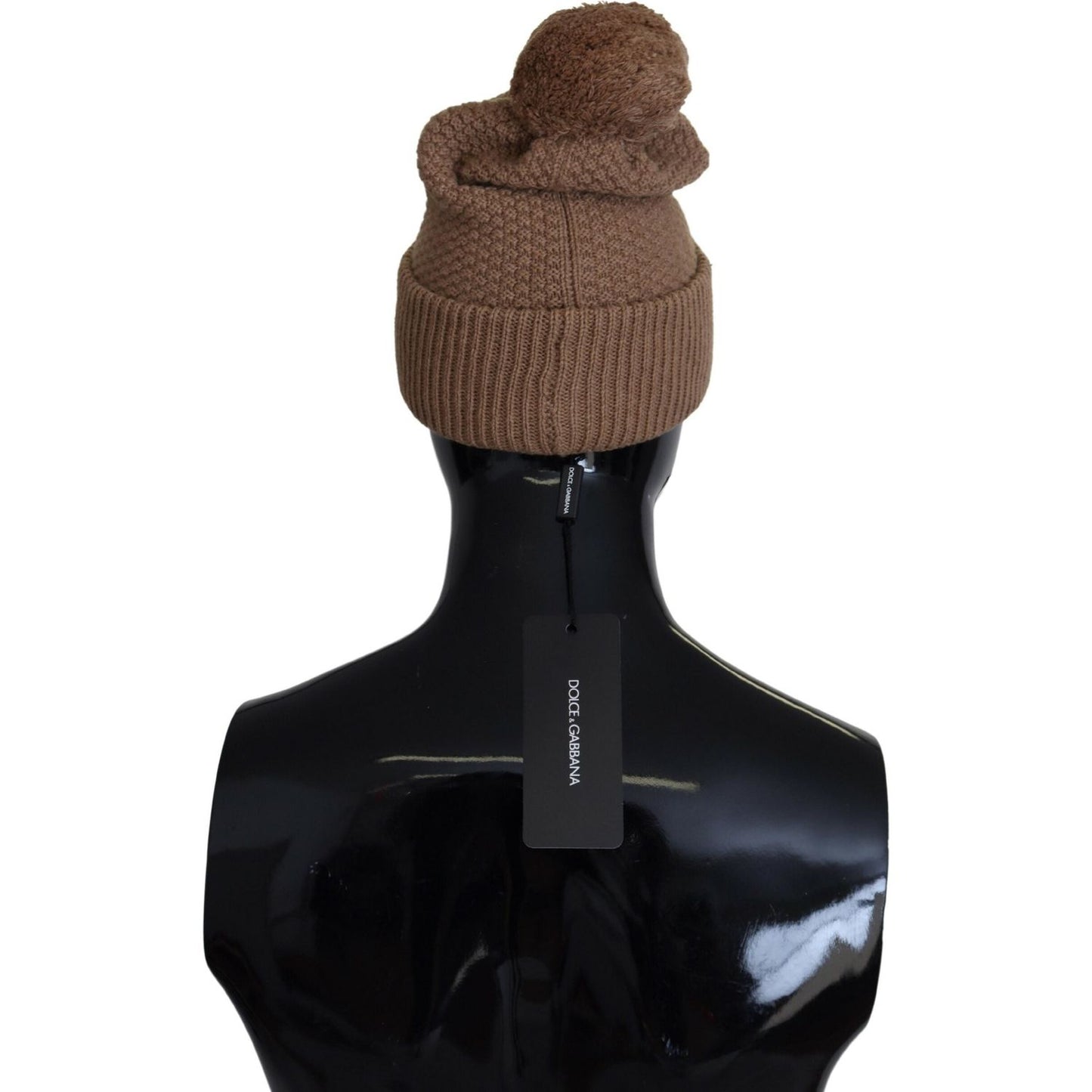 Dolce & Gabbana Elegant Camel Knit Beanie with Fur Accent Dolce & Gabbana