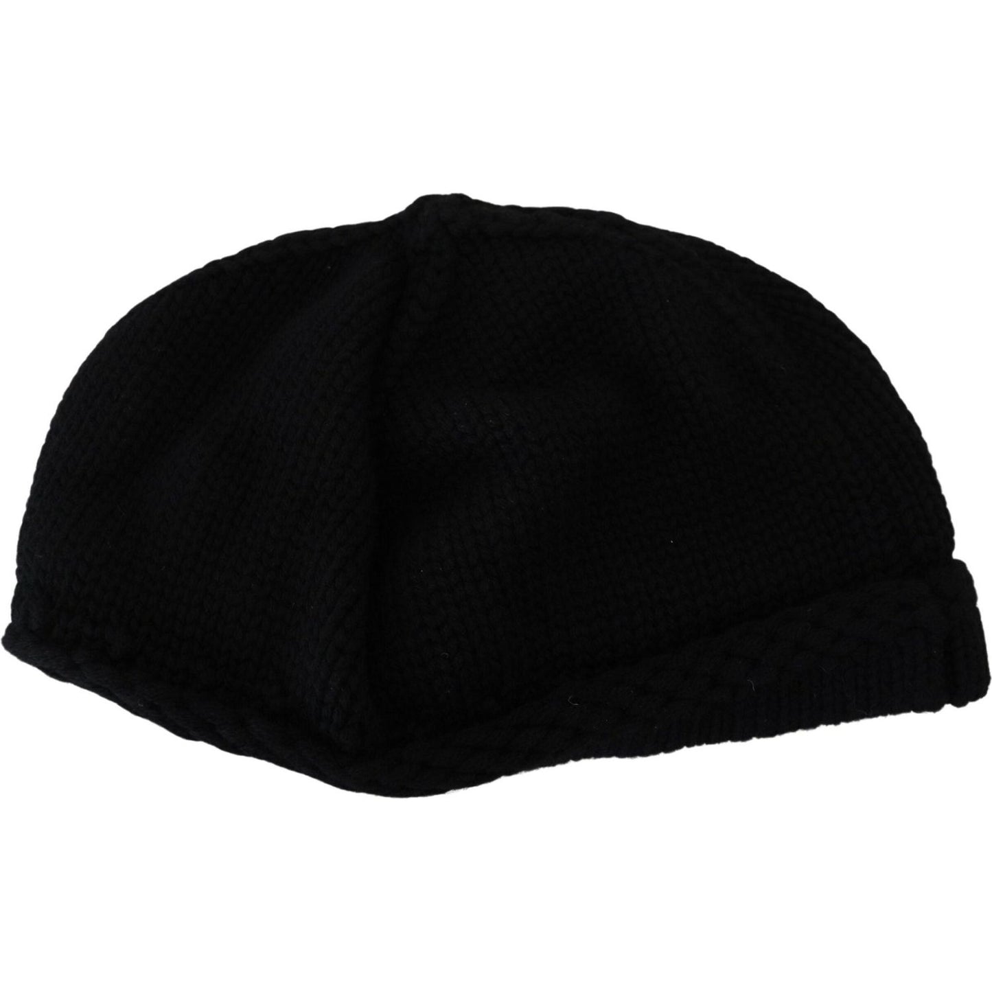 Dolce & Gabbana Elegant Black Virgin Wool Beanie Hat Dolce & Gabbana